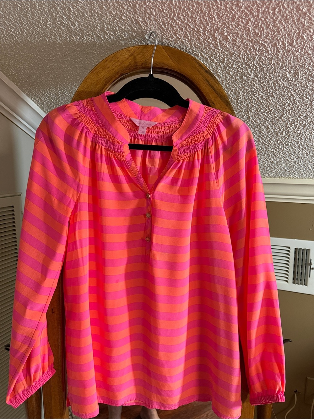 Lilly Pulitzer Pink & Orange Striped Long-Sleeve Top